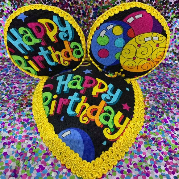 Happy Birthday Disney Mouse Ear Fascinator Hat - Picture 1 of 6
